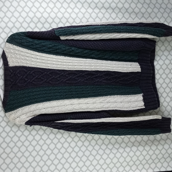 Vintage New Rive Men's XL cable knit pullover casual vertical stripped sweater - Picture 3 of 6